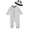 Little Me Baby Boy Clothes 2-Piece Baby Sleeper and Cap Set, 100% Cotton Footies Baby Essentials, Preemie to 9 months(Grey Heather Multi)