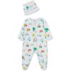 Little Me Baby Boy Clothes 2-Piece Baby Sleeper and Cap Set, 100% Cotton Footies Baby Essentials, Preemie to 9 months(Grey Jungle Animals)