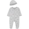 Little Me Baby Boy Clothes 2-Piece Baby Sleeper and Cap Set, 100% Cotton Footies Baby Essentials, Preemie to 9 months(Grey Race Car)