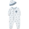 Little Me Baby Boy Clothes 2-Piece Baby Sleeper and Cap Set, 100% Cotton Footies Baby Essentials, Preemie to 9 months(Puppy)