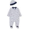 Little Me Baby Boy Clothes 2-Piece Baby Sleeper and Cap Set, 100% Cotton Footies Baby Essentials, Preemie to 9 months(Sports Star)