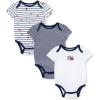 Little Me Clothes for Baby 3-Pack 100% Cotton Scratch Free Tag Bodysuits, Newborn to 9 Months(Navy Stripe)