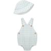 Little Me Clothes for Baby Boys’ Check Sunsuit and Hat Set, Blue, 6 Months