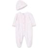 Little Me Clothes for Baby Girls’ 100% Cotton Scratch-Free Tag Footie Sleeper, Preemie to 9 Months(Pink Damask)