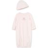 Little Me Clothes for Baby Girls’ 2-Piece Nightgown and Cap Set 100% Cotton with Elastic Bottom, Baby Essentials, 0-3 Months(Pink Bear)