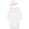 Little Me Clothes for Baby Girls’ 2-Piece Nightgown and Cap Set 100% Cotton with Elastic Bottom, Baby Essentials, 0-3 Months(Thank Heaven)
