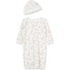 Little Me Clothes for Baby Girls’ 2-Piece Nightgown and Cap Set 100% Cotton with Elastic Bottom, Baby Essentials, 0-3 Months(Vintage Rose)