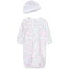 Little Me Clothes for Baby Girls’ 2-Piece Nightgown and Cap Set 100% Cotton with Elastic Bottom, Baby Essentials, 0-3 Months(Watercolor)