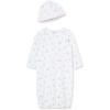 Little Me Clothes for Baby Girls’ 2-Piece Nightgown and Cap Set 100% Cotton with Elastic Bottom, Baby Essentials, 0-3 Months(White Print/Bunny)