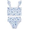 Little Me Clothes for Baby Girls’ Two-Piece Tankini Swimsuit, 0-3 Months – 4 Toddler(Blue/Bright White)