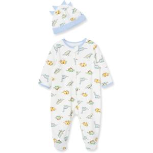 Little Me Baby Boy Clothes 2-Piece Baby Sleeper and Cap Set, 100% Cotton Footies Baby Essentials, Preemie to 9 months(Dinomite)
