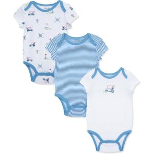Little Me Clothes for Baby 3-Pack 100% Cotton Scratch Free Tag Bodysuits, Newborn to 9 Months(Blue Golf Club)