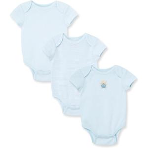 Little Me Clothes for Baby 3-Pack 100% Cotton Scratch Free Tag Bodysuits, Newborn to 9 Months(Blue/Multi Bear)