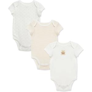 Little Me Clothes for Baby 3-Pack 100% Cotton Scratch Free Tag Bodysuits, Newborn to 9 Months(Gentle Bear)