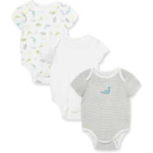 Little Me Clothes for Baby 3-Pack 100% Cotton Scratch Free Tag Bodysuits, Newborn to 9 Months(White/Multi)