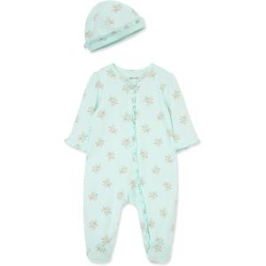 Little Me Clothes for Baby Girls’ 100% Cotton Scratch-Free Tag Footie Sleeper, Preemie to 9 Months(Delicate Floral)