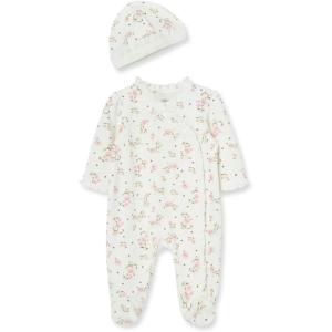Little Me Clothes for Baby Girls’ 100% Cotton Scratch-Free Tag Footie Sleeper, Preemie to 9 Months(Ivory Rose)