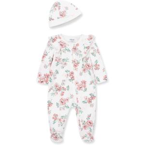 Little Me Clothes for Baby Girls’ 100% Cotton Scratch-Free Tag Footie Sleeper, Preemie to 9 Months(Lace Floral Pink)