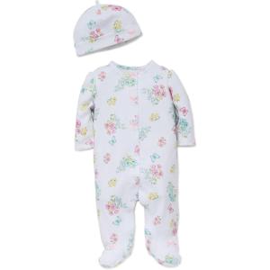Little Me Clothes for Baby Girls’ 100% Cotton Scratch-Free Tag Footie Sleeper, Preemie to 9 Months(Meadow Floral)