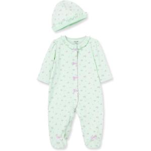 Little Me Clothes for Baby Girls’ 100% Cotton Scratch-Free Tag Footie Sleeper, Preemie to 9 Months(Petite Rose)