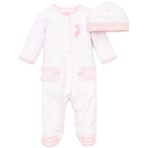 Little Me Clothes for Baby Girls’ 100% Cotton Scratch-Free Tag Footie Sleeper, Preemie to 9 Months(Prima Ballerina)