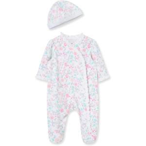 Little Me Clothes for Baby Girls’ 100% Cotton Scratch-Free Tag Footie Sleeper, Preemie to 9 Months(Watercolor)