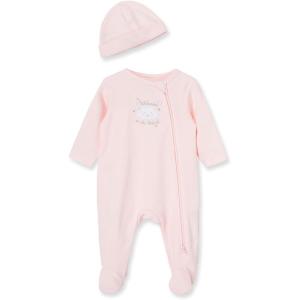 Little Me Clothes for Baby Girls’ 100% Cotton Scratch-Free Tag Footie Sleeper, Preemie to 9 Months(Welcome to the World/Pink Bear)