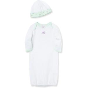 Little Me Clothes for Baby Girls’ 2-Piece Nightgown and Cap Set 100% Cotton with Elastic Bottom, Baby Essentials, 0-3 Months(Petite Rose)