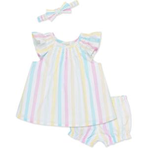 Little Me Clothes for Baby Girls’ Woven Sunsuit and Headband Set, 3-12 Months(Bright White/ Multi)