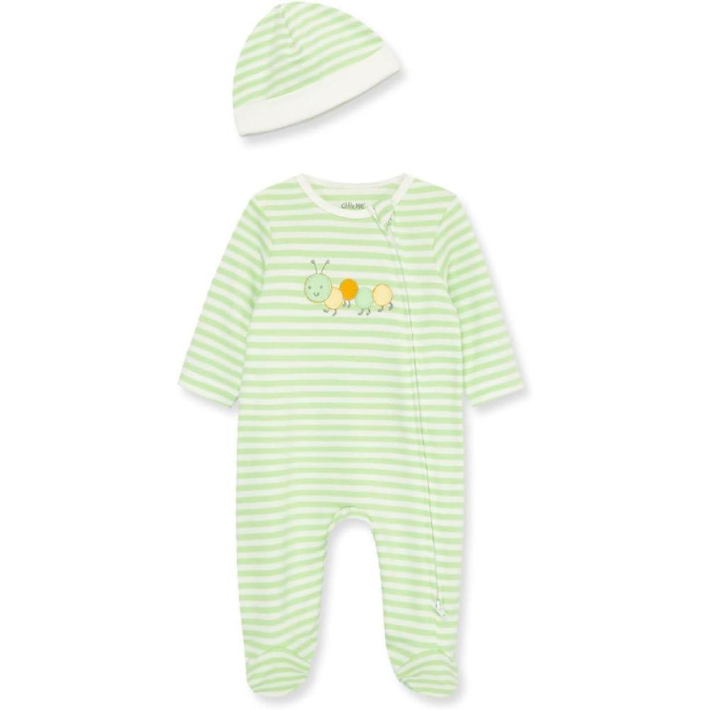 imageLittle Me Footie Pajamas Cotton Baby Sleepwear Boys and Girls Footed SleeperGreen