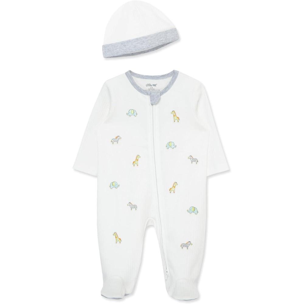 imageLittle Me Footie Pajamas Cotton Baby Sleepwear Boys and Girls Footed SleeperSafari