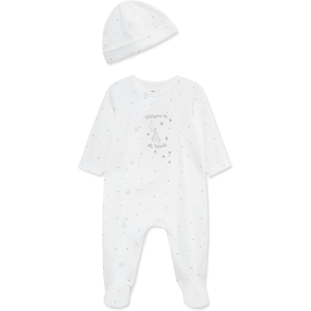 imageLittle Me Footie Pajamas Cotton Baby Sleepwear Boys and Girls Footed SleeperWelcome to the World