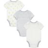 Little Me Baby Gender Neutral 3-Pack Short Sleeve Bodysuit Scratch Free 100% Cotton, Quick Snap Closures, Newborn to 9 Months(Ivory Safari)