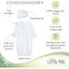 Little Me Clothes Baby Gender Neutral 2-Pc Nightgown and Cap Set 100% Cotton with Elastic Bottom, Baby Essentials,0-3 Months(White)