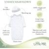 Little Me Clothes Baby Gender Neutral 2-Pc Nightgown and Cap Set 100% Cotton with Elastic Bottom, Baby Essentials,0-3 Months(White/Grey)