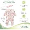 Little Me Clothes for Baby Girls 100% Cotton 2Pc Zipper Closure Footie and Headband Set, Baby Essentials, Preemie to 9 Months(Dream Floral)