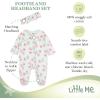 Little Me Clothes for Baby Girls 100% Cotton 2Pc Zipper Closure Footie and Headband Set, Baby Essentials, Preemie to 9 Months(Rose Bloom)