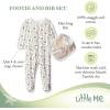 Little Me Clothes for Baby Girls 100% Cotton Scratch Free Tag 2-Piece Zipper Closure Footie and Headband Set, Baby Essentials(Ivory Multi)