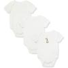 Little Me Baby Gender Neutral 3-Pack Short Sleeve Bodysuit Scratch Free 100% Cotton, Quick Snap Closures, Newborn to 9 Months(Giraffe)
