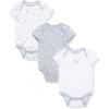 Little Me Baby Gender Neutral 3-Pack Short Sleeve Bodysuit Scratch Free 100% Cotton, Quick Snap Closures, Newborn to 9 Months(Grey)