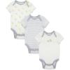 Little Me Baby Gender Neutral 3-Pack Short Sleeve Bodysuit Scratch Free 100% Cotton, Quick Snap Closures, Newborn to 9 Months(Ivory Safari)