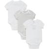 Little Me Baby Gender Neutral 3-Pack Short Sleeve Bodysuit Scratch Free 100% Cotton, Quick Snap Closures, Newborn to 9 Months(White Print)