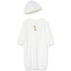 Little Me Clothes Baby Gender Neutral 2-Pc Nightgown and Cap Set 100% Cotton with Elastic Bottom, Baby Essentials,0-3 Months(Giraffe)