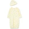 Little Me Clothes Baby Gender Neutral 2-Pc Nightgown and Cap Set 100% Cotton with Elastic Bottom, Baby Essentials,0-3 Months(Pear Sorbet Duckies)