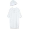 Little Me Clothes Baby Gender Neutral 2-Pc Nightgown and Cap Set 100% Cotton with Elastic Bottom, Baby Essentials,0-3 Months(White)