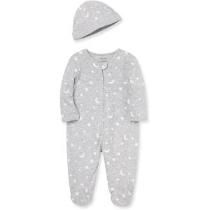 Little Me Footie Pajamas Cotton Baby Sleepwear Boys and Girls Footed Sleeper(Moon & Stars)