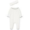 Little Me Clothes for Baby Girls 100% Cotton 2Pc Zipper Closure Footie and Headband Set, Baby Essentials, Preemie to 9 Months
