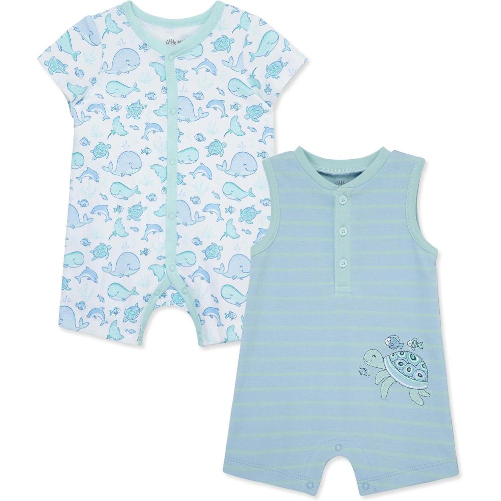 imageLittle Me Baby Boys 2pack of RompersBlue Sea Life