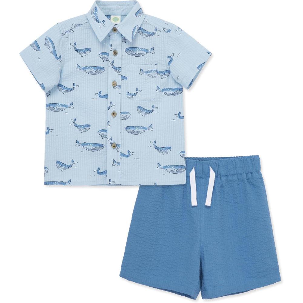 imageLittle Me Clothes for Baby Boys Woven Short and Button Down Shirt Set 12 Months  4 ToddlerNantucket BreezeRiviera