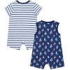 Little Me Baby Boys 2-pack of Rompers(Blue/White Sailboats)